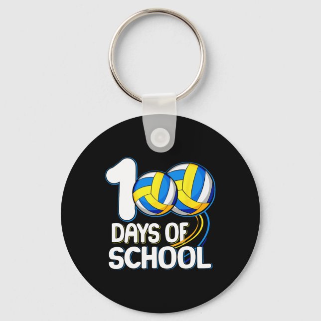 100 Days Of School Volleyball Player 100th Day Of  Keychain (Front)