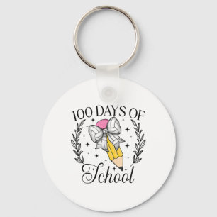 100 Days Of School Volleybyll Coquette Pencil Bow Keychain
