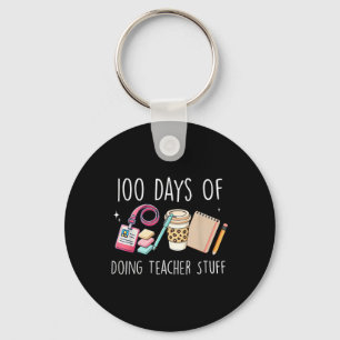 100 Days Of School Women Teacher Graphic 100th Keychain