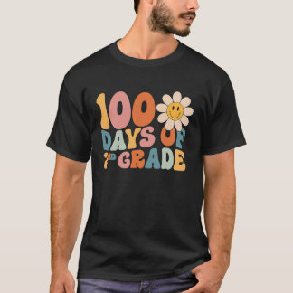 100 Days Of Second Grade Teacher Groovy 100th Day T-Shirt