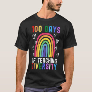 100 Days Of Teaching Diversity  Rainbow Teacher Ga T-Shirt