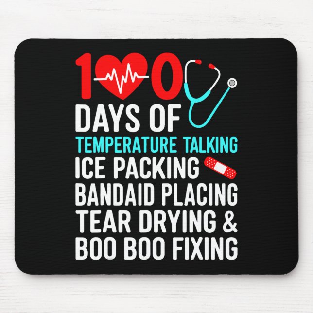 100 Days Of Temperature School Nurse 100th Day Of  Mouse Pad (Front)