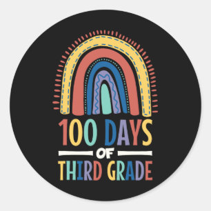 100 Days Of Third Grade Rainbow Happy 100th Day Of Classic Round Sticker