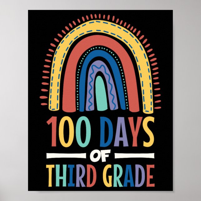 100 Days Of Third Grade Rainbow Happy 100th Day Of Poster (Front)