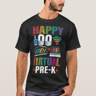 100 Days Of Virtual Pre-k Kids Teacher Student  T-Shirt