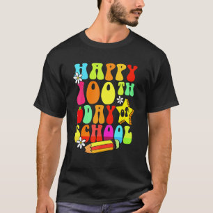 100 Days Retro Groovy Happy 100th Day Of School Te T-Shirt