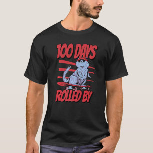 100 Days Rolled By Cool Cat with Skateboard T-Shirt