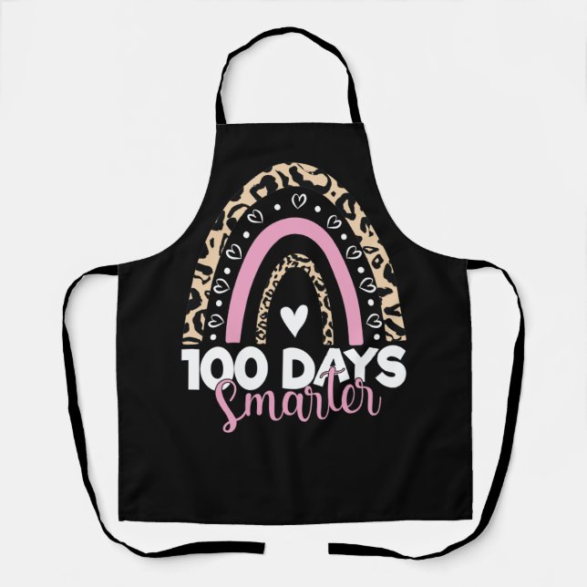 100 Days Samrter Happy 100th Day of School Rainbow Apron (Front)