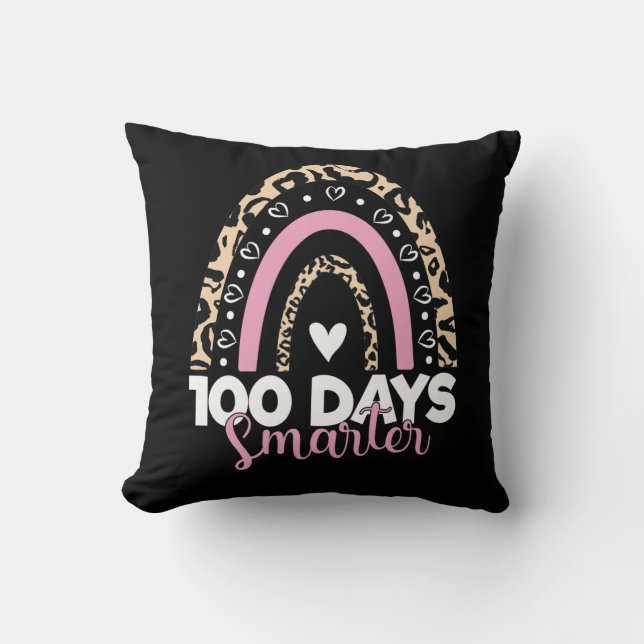 100 Days Samrter Happy 100th Day of School Rainbow Throw Pillow (Front)