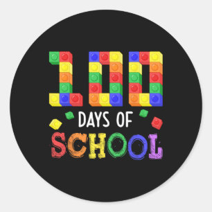 100 Days School Block Brick Build Students Teacher Classic Round Sticker