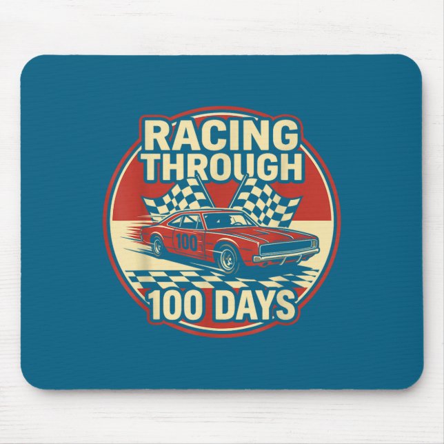 100 Days School Race Car Design Mouse Pad (Front)