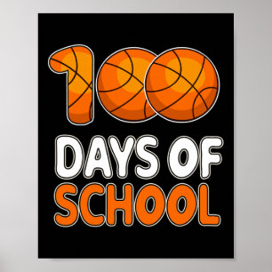 100 Days School Sketll Shirt For Kids Student 100t Poster