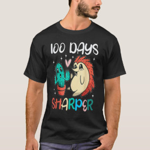100 Days Sharper Cactus Hedgehog Teacher 100th Day T-Shirt