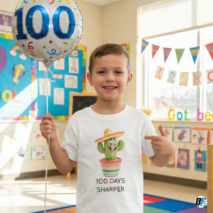 100 Days Sharper Funny Cactus Sombrero 100th Day T-Shirt