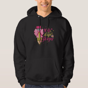 100 Days Sharper Happy 100 Days Of School Pencil B Hoodie
