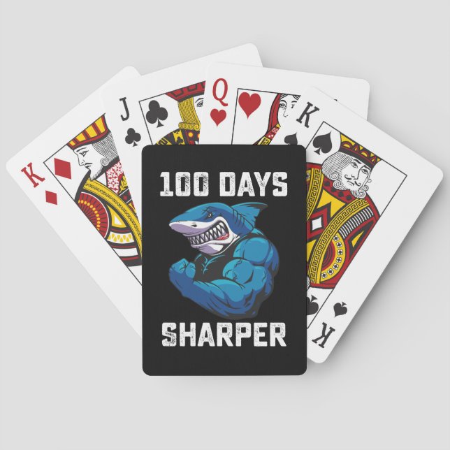 100 Days Sharper Shark 100th Day Of School Gym Playing Cards (Back)