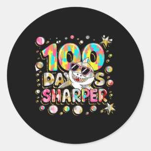 100 Days Sharper Shark Brighter Smarter 100 Days O Classic Round Sticker