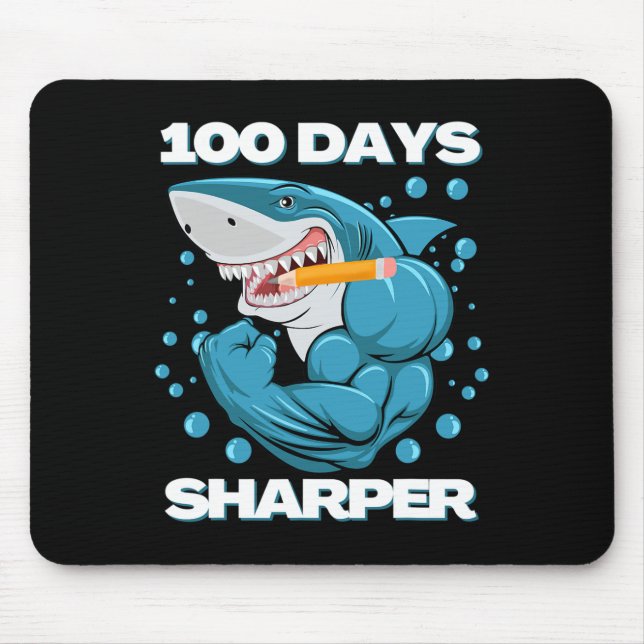 100 Days Sharper Shark Fun 100 Days Of School  Mouse Pad (Front)