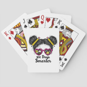 100 Days Smarter 100 days of School Messy Bun Playing Cards