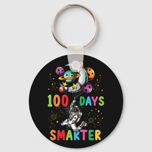 100 Days Smarter 100th Day of School Astronaut Keychain (Front)