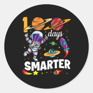 100 Days Smarter 100th Day Of School Astronaut Spa Classic Round Sticker