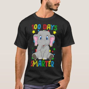 100 Days Smarter 100th Day Of School Cute Elephant T-Shirt