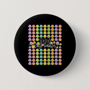 100 Days Smarter- 100th Day Of School Owl Kids And 2 Inch Round Button
