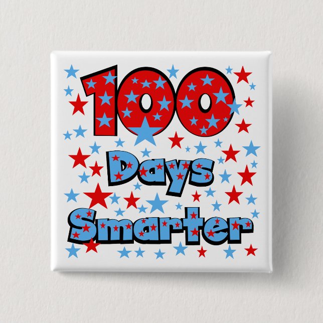 100 Days Smarter 2 Inch Square Button (Front)
