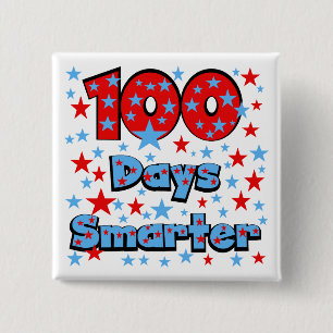 100 Days Smarter 2 Inch Square Button