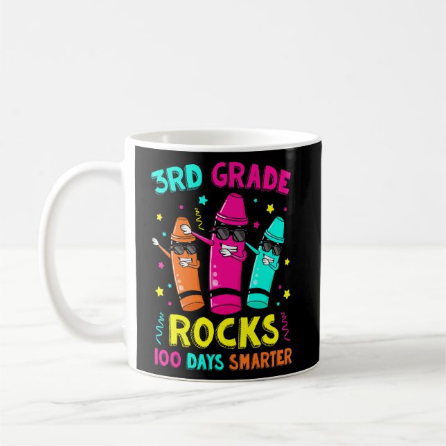 100 Days Smarter 3rd Grade Crayons  3rd Grade Rock Coffee Mug (Left)