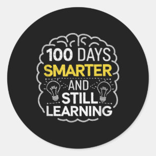 100 Days Smarter And Learning Colours For Apparel Classic Round Sticker