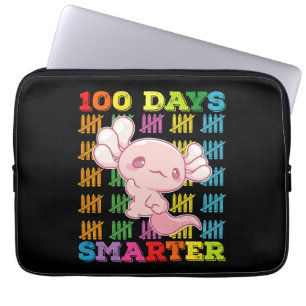 100 Days Smarter Axolotl 100th Day Of School Laptop Sleeve
