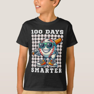 100 Days Smarter Baseball Bat 100 Days Of School T-Shirt