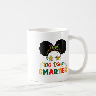 100 Days Smarter Black Girl Messy Bun 100th Day Of Coffee Mug