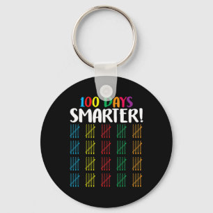 100 days smarter  Counting Hash Marks days of scho Keychain