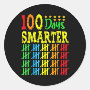 100 Days Smarter Counting Hash Marks Days Of Schoo Classic Round Sticker