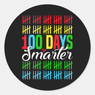 100 Days Smarter Counting Tally Marks 100th Day Classic Round Sticker