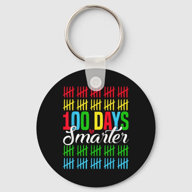 100 Days Smarter Counting Tally Marks 100th Day Keychain (Front)