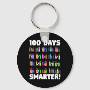 100 Days Smarter Crayons Student Gift 100 Days Of  Keychain