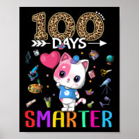 100 Days Smarter Cute Cat Girl Happy 100th Day Of