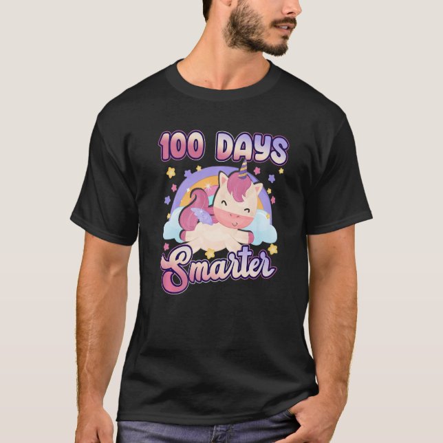 100 Days Smarter Cute Unicorn 100th Day Gift Kids  T-Shirt (Front)