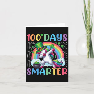 100 Days Smarter Dabbing Irish Unicorn St Patricks Card