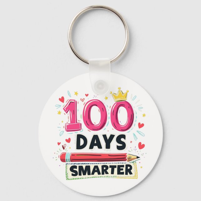 100 Days Smarter Days of School Teacher  Keychain (Front)