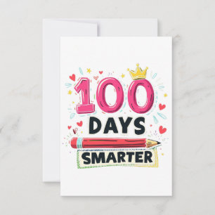 100 Days Smarter Days of School Teacher  Thank You Card