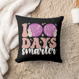 100 Days Smarter Disco Ball 100th Day Of School Throw Pillow