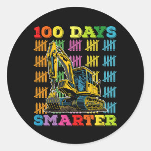 100 Days Smarter Excavator 100th Day Of School Classic Round Sticker