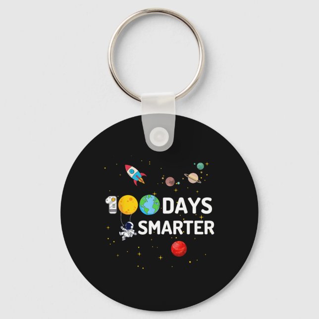 100 Days Smarter Funny 100th Day Of School Astrona Keychain (Front)
