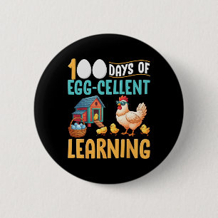 100 Days Smarter Funny Chicken 100th Day Of School 2 Inch Round Button