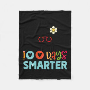 100 Days Smarter Girls Cute Bunny 100th Day Of Sch Fleece Blanket