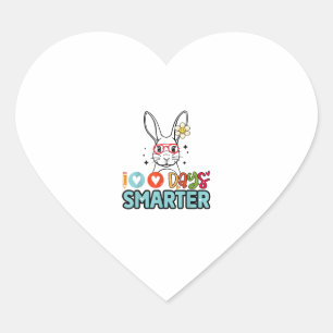 100 Days Smarter Girls Cute Bunny 100th Day Of Sch Heart Sticker